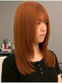 レイヤーカット/透明感カラー/オレンジブラウン