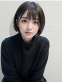 earthショートレイヤーボブミルクティー丸みショートボブ