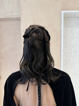 【中里恵梨】ヘアセット/ミディアムレイヤー/お団子ヘア参列ヘア