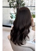 ロングレイヤー×チャコールグレー白髪ぼかしカラー30代40代