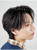 韓国ヘアニュアンスコンマバングセンターパートフェザーパーマ