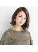 前髪なし大人美人くびれボブ×艶ショコラブラウン