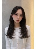 韓国レイヤー顔周りハッシュカットダークグレージュ縮毛矯正仙台