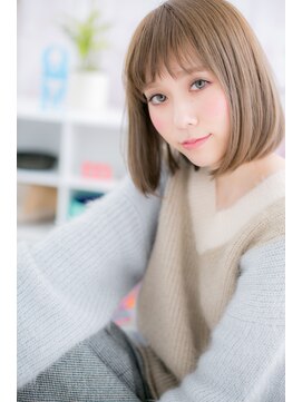 ミック ヘアアンドメイク アップ 駒込店(miq Hair&Make up) ネオシースルーバング透明感ハイライトカラーロブヘアb1
