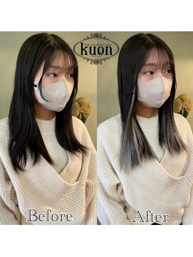 クオン(kuon) アッシュシルバーのインナーカラー★【シールエクステ】