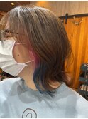 推しインナーカラー ピンク×ブルー
