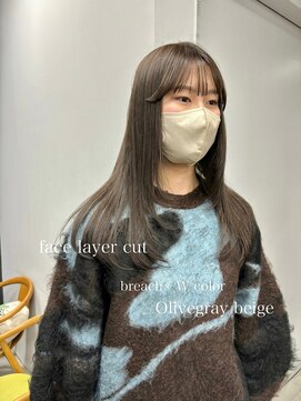 ヘアー アイス 御器所本店(HAIR ICI) 透明感抜群20代30代ブリーチなしダブルカラーオリーブグレージュ