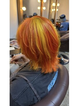 ビハインドザカーテン(BEHIND THE CURTAIN) オレンジ&イエロー×ケアブリーチデザインカラー