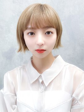 オーバーヘアー 南草津店(over hair) 【over hair】ハイトーンミニボブ×ブリーチ×シースルーバング