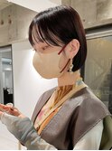 ショートボブくびれ丸み暗髪グレージュ前髪顔周り20代30代40代