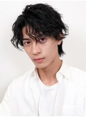 【over hair】メンズカット×シャドウパーマ×センターパート