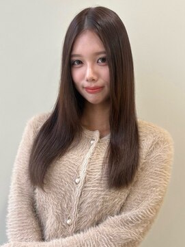 顔周りカット 前髪なし 髪質改善トリートメント 透明感カラー