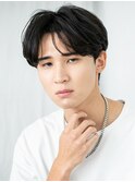 社会人かき上げ黒髪ビジカジフェザーマッシュ韓国ヘアe新所沢