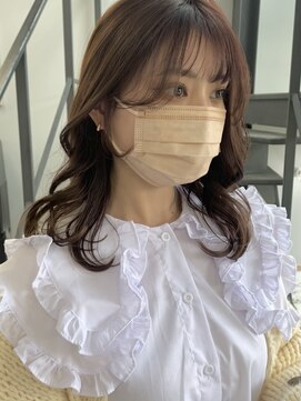 ヘアー アイス 御器所本店(HAIR ICI) 柔らかピンクブラウン×韓国風顔周りカット