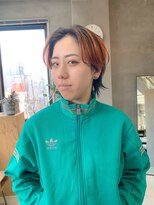 テトヘアー(teto hair) ショートカット、ショートウルフ、オレンジカラー、ブリーチ