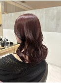 【有坂映哉】韓国風透明感ローズピンク/大人ゆるふわロング