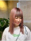 【kanae/藤沢】レイヤーカット/前髪インナー/ピンクベージュ