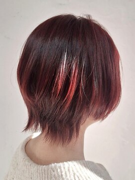 リコ 池袋東口店(Liko) 暖色系カラー　ボブウルフ　レッドカラー　艶トリートメント
