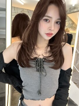 サイン 表参道(SIGN) 韓国ヘアーハッシュカットレイヤーカットグレージュブリーチ無し