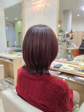 ヘアーズ 本店(HAIRZ) 《HAIRZ》平田☆外ハネボブ×ボルドーレッド