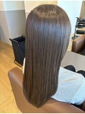 ブリーチなしショコラオリーブブラウン×赤み消し×艶ストレート