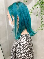 テトヘアー(teto hair)&nbsp;ミントグリーン、ターコイズカラー、ブリーチ２回