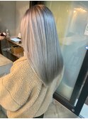 【kate 大宮】ハイトーンシルバー×艶出しストレートセミロング