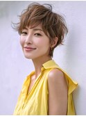 ☆ホワイトグレージュミニウルフデジタルパーマチェリーブラウン