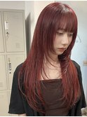レッドカラー/レッドブラウン/レイヤーカット/ダブルカラー