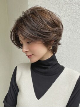 レリーオーファ 六甲(RelyOfa) 白髪ぼかしショートボブ若々しく[六甲/髪質改善/白髪ぼかし]