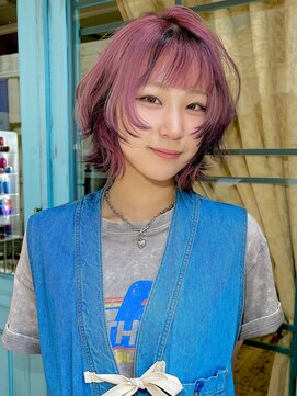 ロチカバイドールヘアー 心斎橋(Rotika by Doll hair) ピンクのデザインカラー☆レイヤーボブ