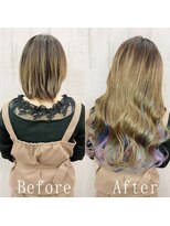 エクステ専門店あるじゃんすー 小倉店&nbsp;インナーユニコーンカラー#シールエクステ#ラフウェーブ#小倉