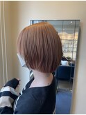 【W_SALON 河原町】オレンジベージュ×ボブ/前上がりボブ