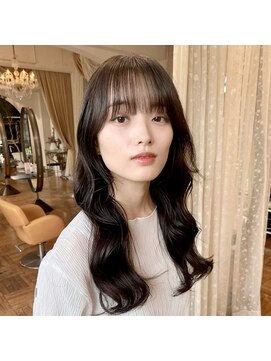 オブヘアーギンザ(Of HAIR GINZA) 韓国風ロングヘア　ブリーチなし透明感グレージュ　サイドバング