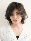　ペールベージュ　×くびれヘア　外ハネボブ　市毛裕也