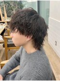 マッシュウルフ　波巻きツイストスパイラルフェザーパーマ