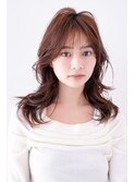 チョコグレージュ/20代30代大人かわいい/ミディアムレイヤー