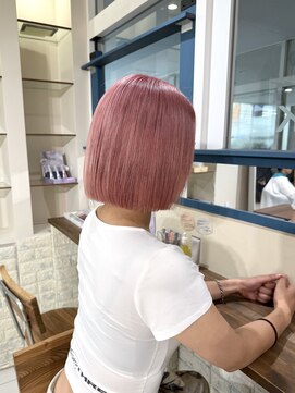ラック 海老名店(LUCK) 【透明感】切りっぱなしボブ × ピンクベージュ