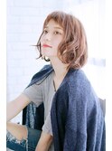 ショートバングの外ハネカール