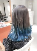 毛先ブルーグリーンカラー＼グレージュカラー