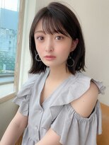 20代30代40代大人かわいいボブ フェザーバング カーキグレージュ