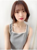 ボブ ショコラブラウン フェザーバング 大人かわいい 20代30代