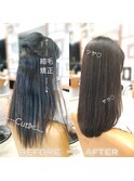リタッチ縮毛矯正☆髪質改善トリートメント☆黒髪ストレート