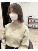 ＊伸ばしかけボブ 外ハネ オリーブベージュ 神戸 三宮美容室
