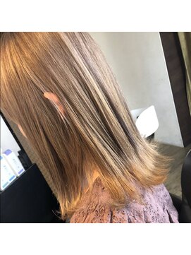エヌプラス(N+) くびれヘアアプリコットオレンジ夏ハイライトカラー
