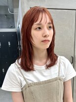 テトヘアー(teto hair) オレンジカラー　ウルフ　ブリーチ　前髪カタログ