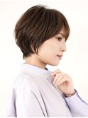 切りっぱなしショート・ボブ/絶壁解消/前髪なし/40代/30代/丸顔