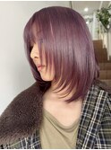 ミディアムレイヤーカット長めボブハイブリーチハイトーンカラー