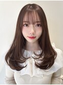 小顔前髪顔まわりカットストレートレイヤーカットロングヘア