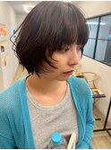 顔周りレイヤーハッシュボブ/小顔丸みボブ/西千葉